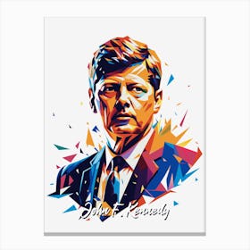 John F Kennedy Portrait WPAP Pop Art Canvas Print