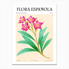 Spanish Flora Nerium Oleander Canvas Print
