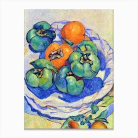 Persimmon 1 Vintage Sketch Fruit Canvas Print