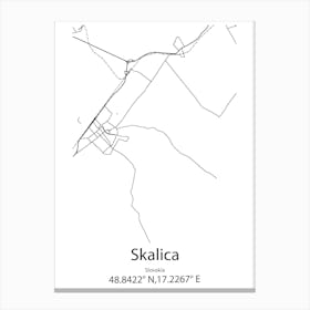 Skalica,Slovakia Minimalist Map Canvas Print