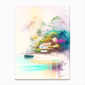 Tioman Island Malaysia Watercolour Pastel Tropical Destination Canvas Print