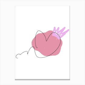 Line art heart with colorful abstract spot Canvas Print