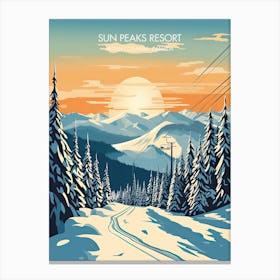 Poster Of Sun Peaks Resort   British Columbia, Canada, Ski Resort Illustration 0 Canvas Print