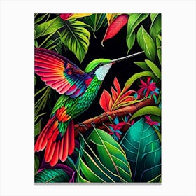 Hummingbird In Tropical Rainforest Marker Art 3 Canvas Print