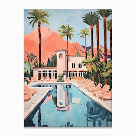 The Chateau At Lake La Quinta   La Quinta, California   Resort Storybook Illustration 3 Canvas Print