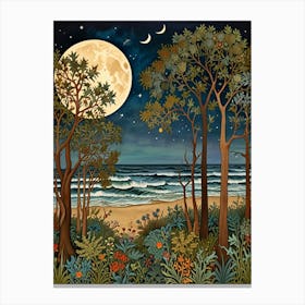 William Morris Full Moon At The Beach Canvas Print