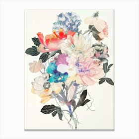 Peony 3 Collage Flower Bouquet Canvas Print