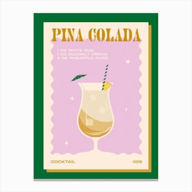 Pina Colada Green & Pink Canvas Print