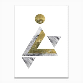 Gold and Grey Triangle Moon Abstract Canvas Print