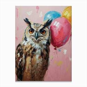 Cute Owl 2 With Balloon Canvas Print