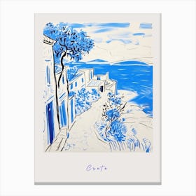 Crete Greece 3 Mediterranean Blue Drawing Poster Canvas Print