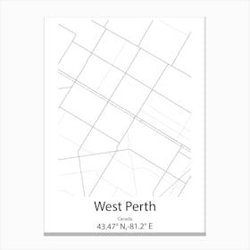 West Perth,Canada Minimalist Map Canvas Print