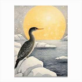 Winter Bird Painting Cormorant 4 Canvas Print