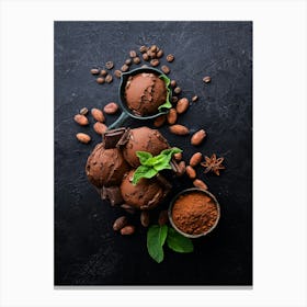 Chocolate ice cream — Food kitchen poster/blackboard, photo art Canvas Print