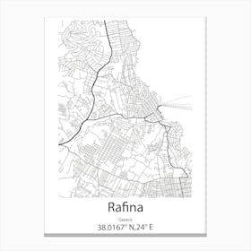 Rafina,Greece Minimalist Map Canvas Print