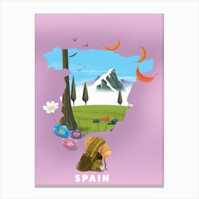 Spain travel Map Canvas Print
