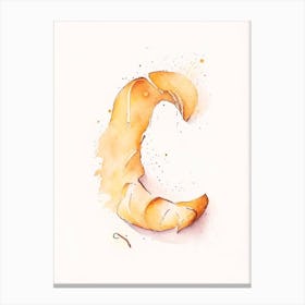 C  Croissant, Letter, Alphabet Minimalist Watercolour 3 Canvas Print