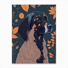 Floral Dog Portrait Boho Minimalism (17) Canvas Print