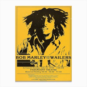 1979 Bob Marley & The Wailers Paramount Theatre Poster Canvas Print