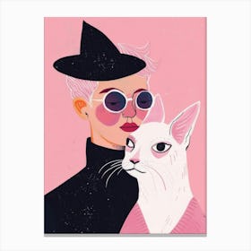 Woman With A Cat 2 Canvas Print