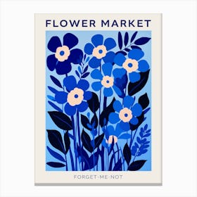 Blue Flower Market Poster Forget Me Not 3 Canvas Print