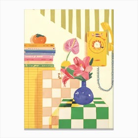 Telephone And Flowers Canvas Print