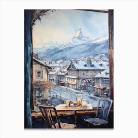Winter Cityscape Chamonix France 3 Canvas Print