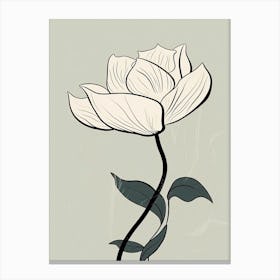 Line Art Lotus Flowers Illustration Neutral 2 Canvas Print