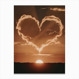 Heart Shaped Clouds At Sunset Canvas Print