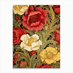 Wallpaper With Red And Yellow Flowers Canvas Print