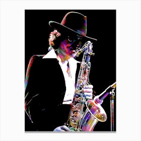 Gato Barbieri Argentine Jazz Tenor Saxophonist in my Colorful Illustration Canvas Print
