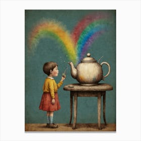 Little Girl And A Rainbow Canvas Print