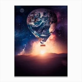 Hot Air Balloon Around The Earth Canvas Print