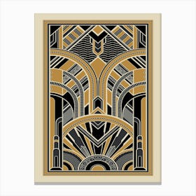 Art Deco Pattern 2 Black and Gold Canvas Print