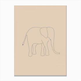 Elephant On A Beige Background - Boho, Line Art 1 Canvas Print