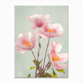 Magnolia Flowers Acrylic Painting In Pastel Colours 4 Canvas Print