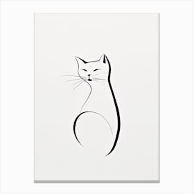 Black And White Ink Cat Line Drawing 2 Canvas Print