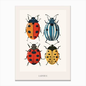 Colourful Insect Illustration Ladybug 3 Poster Canvas Print