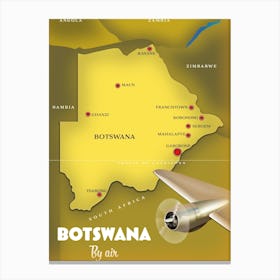 Botswana Travel Map Canvas Print