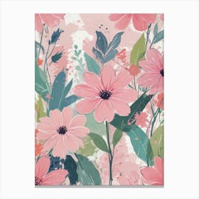 Pink Flowers Seamless Pattern Canvas Print