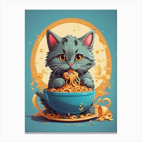 Cat Eating Pasta Canvas Print