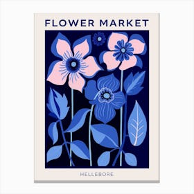 Blue Flower Market Poster Hellebore 1 Canvas Print