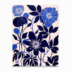 Blue Flower Illustration Passionflower 2 Canvas Print