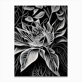 Passionflower Leaf Linocut 3 Canvas Print