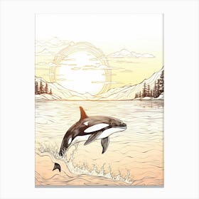 Colourful Pencil Orca Whale Drawing Canvas Print