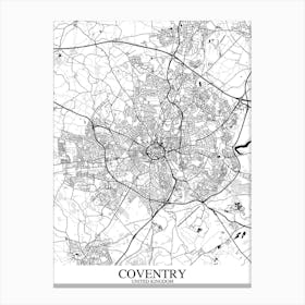 Coventry White Black Map Canvas Print