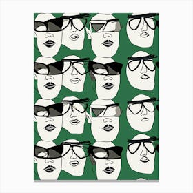 Abstract Face With Glasses Line Drawing 2 Canvas Print
