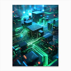 Abstract Depiction Of Advanced Cybersecurity Concept Interlacing Neural Network Patterns And Thick Canvas Print