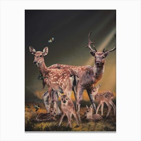 Family Of Deer Canvas Print