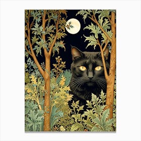 William Morris Black Cat In The Woods Canvas Print